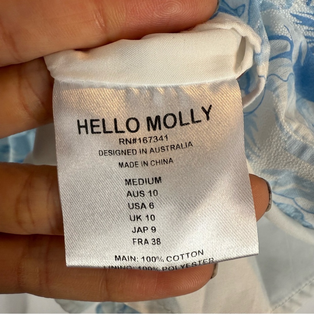 HELLO MOLLY LADYLIKE ETIQUETTE MINI DRESS floral white, light blue Size: M - Picture 11 of 17